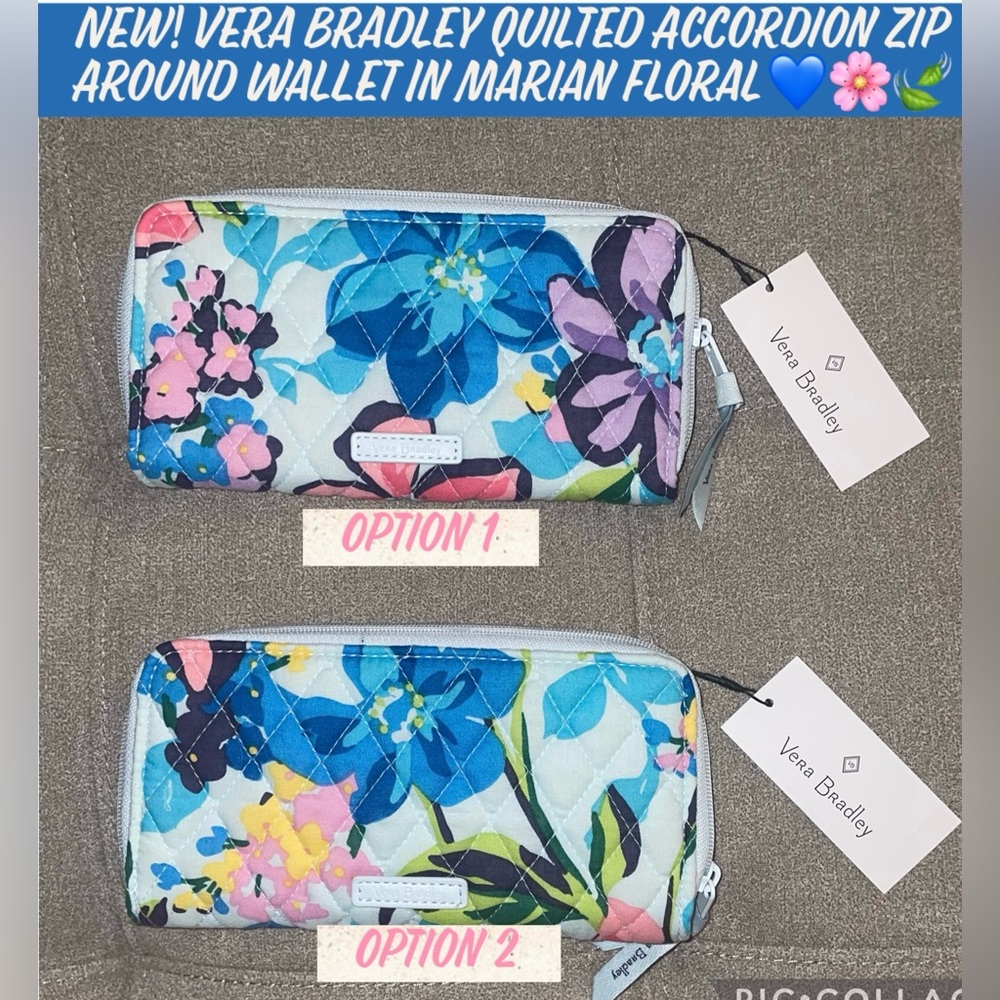 🎉HP🎉New! Vera Bradley Quilted Accordion Zip Around Wallet Marian Floral💙🌸🍃
